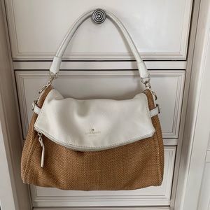 Kate spade straw and leather shoulder bag